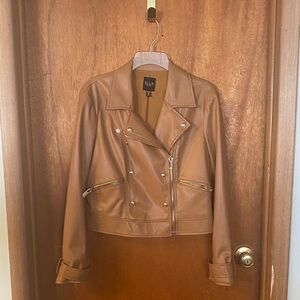 Ella Tan Leather Biker Jacket for Women